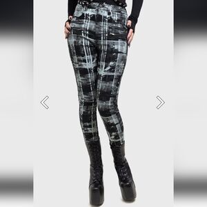 Killstar Black & White Plaid Skinny Pants